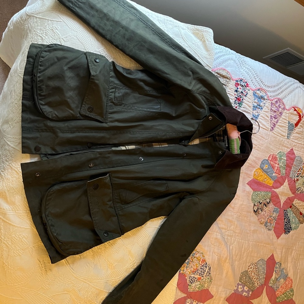 Barbour - olive green waxed cotton jacket